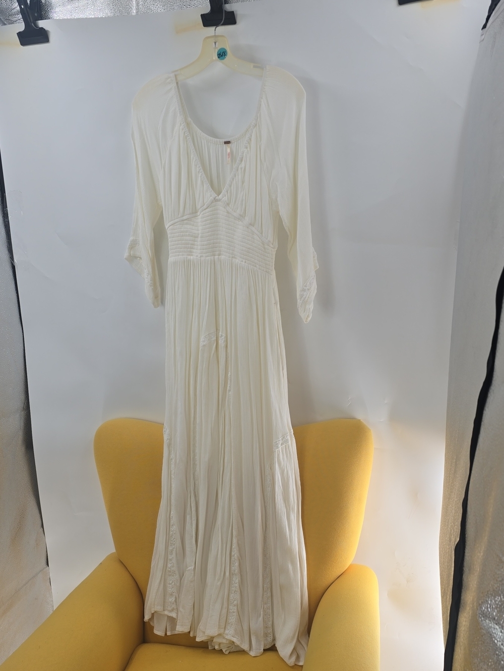 Free People White Boho Maxi Dress with Smocked Waist - Picture 3 of 13